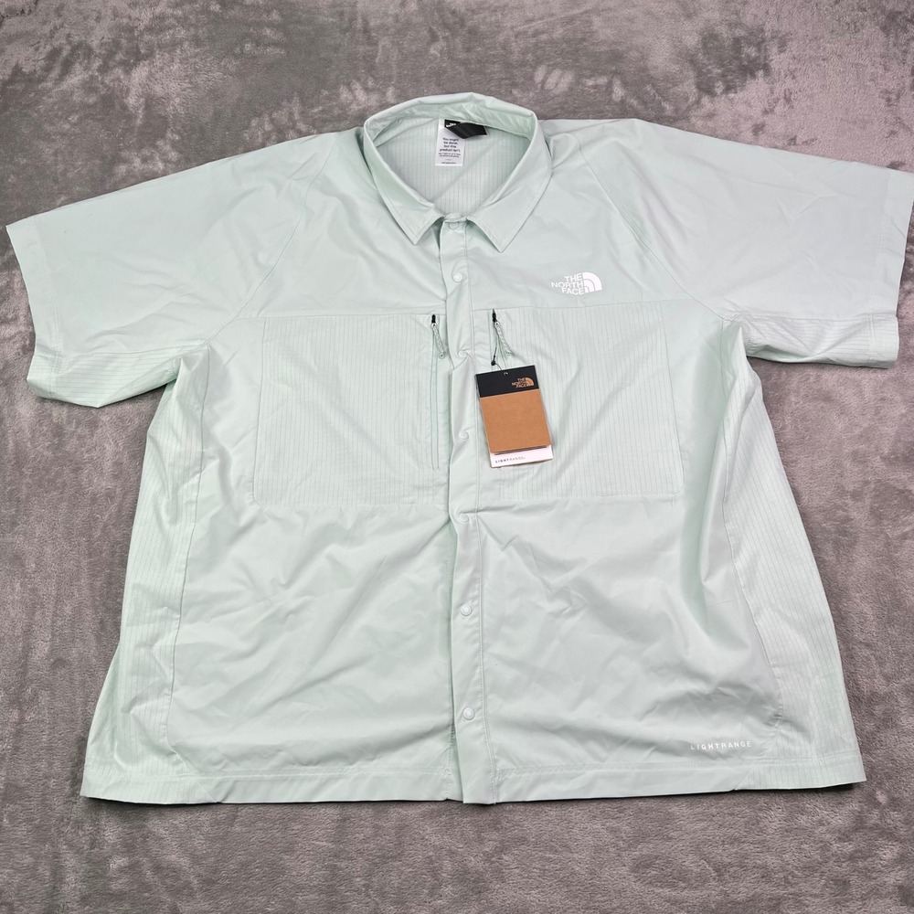 The North Face Trail Lightrange Shirt Mens XL Opal Frost Green Short Sleeve Tech